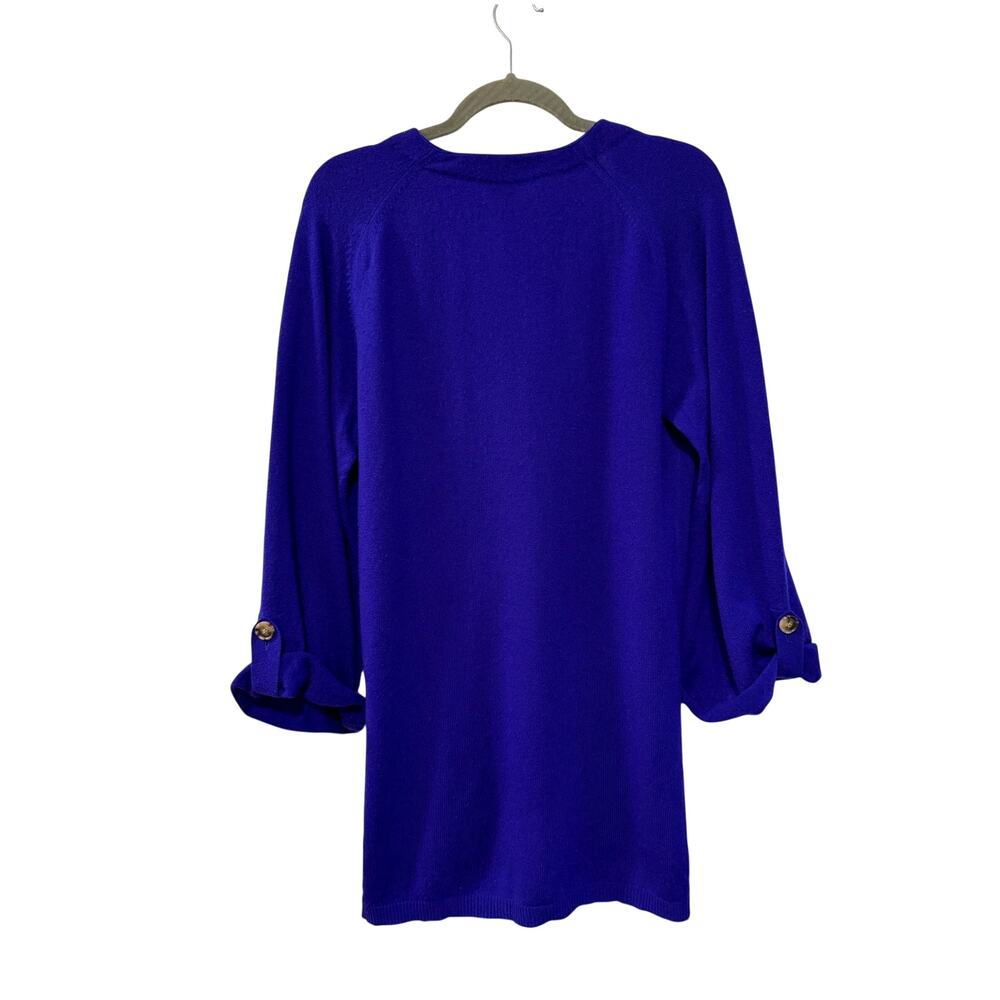 Theory M 100% Cashmere Long Button Front Cardigan Sweater $535 Bright Royal Blue - Picture 2 of 8